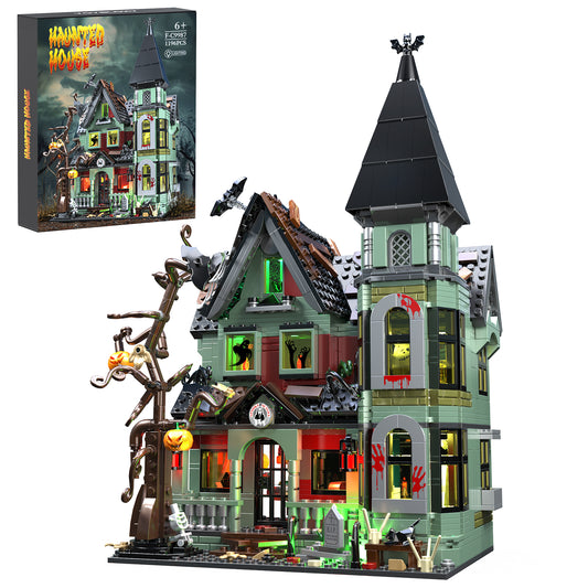 [Presale]Halloween Haunted House Building Set with Lights – Mansion with Skeleton & Pumpkin